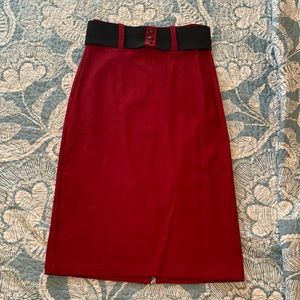 Rock Steady Blood Red Pencil Skirt